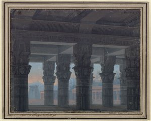 Czarodziejski flet. Opera Wolfganga Amadeusza Mozarta. Projekt 8. dekoracji. Przedsionek labiryntu autorstwa Karl Friedrich Schinkel