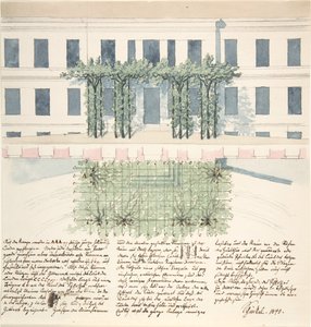 Elewacja i plan elewacji budynku, 1840. autorstwa Karl Friedrich Schinkel