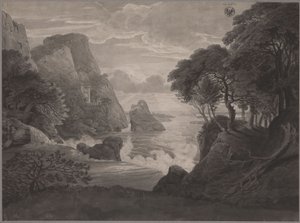 Skalisty krajobraz nadmorski z zamkiem autorstwa Karl Friedrich Schinkel