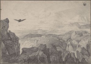 Krajobraz górski z szybującym orłem autorstwa Karl Friedrich Schinkel