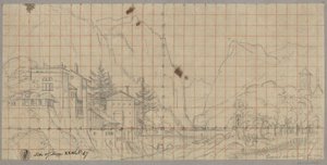 Krajobraz z doliny Chamonix w dzisiejszym regionie Rodan-Alpy we Francji autorstwa Karl Friedrich Schinkel