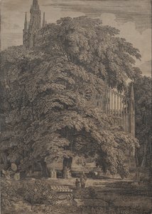 Gotycki kościół wśród dębów autorstwa Karl Friedrich Schinkel