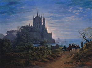 Gotycki kościół na skale nad morzem autorstwa Karl Friedrich Schinkel