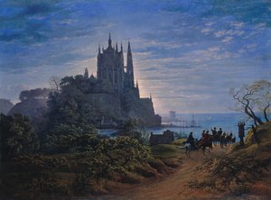 Kościół gotycki na skale nad morzem, 1815 autorstwa Karl Friedrich Schinkel