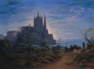 Gotycki kościół na skale nad morzem. 1815