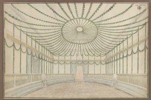 Merseburg. Zamek. Projekt dekoracji sali z okazji uroczystości hołdowniczych dla Fryderyka Wilhelma III Pruskiego autorstwa Karl Friedrich Schinkel