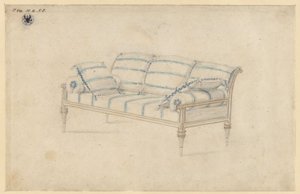 Poczdam-Sanssouci. Pałac Charlottenhof. Sofa autorstwa Karl Friedrich Schinkel