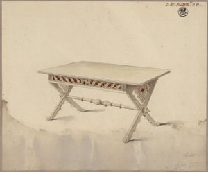 Poczdam. Pałac Babelsberg (?). Projekt skośnego stołu autorstwa Karl Friedrich Schinkel
