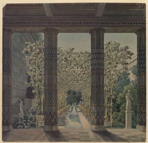 Pałac Orianda na Krymie. Antyczny projekt. Ogród cesarski autorstwa Karl Friedrich Schinkel