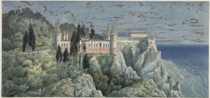 Pałac Orianda na Krymie. Projekt moskiewski. Widok autorstwa Karl Friedrich Schinkel