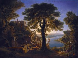 Zamek na rzece. 1820 autorstwa Karl Friedrich Schinkel