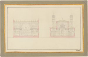 Odcinek skrzyżowania i West End katedry w Berlinie autorstwa Karl Friedrich Schinkel