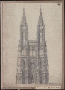 Strasburg. Katedra. Projekt ukończenia zachodniej fasady autorstwa Karl Friedrich Schinkel