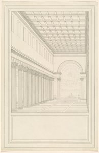 Nawa i apsyda katedry berlińskiej bez transeptu autorstwa Karl Friedrich Schinkel