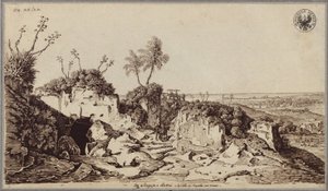Między Syrakuzami a Lentini, z widokiem na Augustę i morze autorstwa Karl Friedrich Schinkel