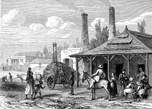 Sokeritehdas Mauritiuksella vuonna 1863. Le T du Monde Paris 1863 Publish