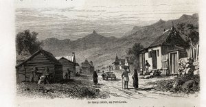 Kreol obozowy w Port Louis, rysunek Karla Girardeta (1813-1871), ilustrujący pobyt Alfreda Verneya na Mauritiusie w 1861 r. Grawer w „Le tour du monde” pod redakcją Edouarda Chartona autorstwa Karl Girardet