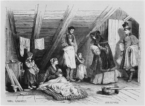 Zwiedzanie ubogich, ilustracja z „Le Magasin Pittoresque”, Paryż, 1844
