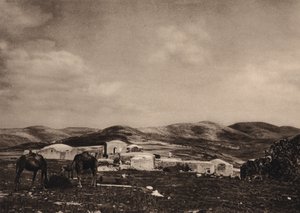 Samaria, Widok z ruin Pałacu Heroda (zdjęcie czarno-białe) autorstwa Karl Grober