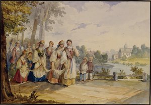 Rosyjskie chłopki w strojach świątecznych, 1845