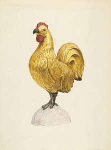 Pozłacany drewniany kogut autorstwa Karl J. Hentz
