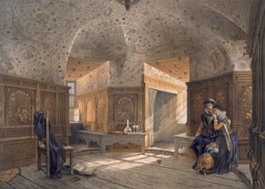 Więzienie króla Eryka XIV, syna Gustawa I, w Gripsholm, wyd. c1853-64. autorstwa Karl Johann Billmark
