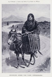 Bringing Home the Turf, Connemara (czarno-białe zdjęcie)