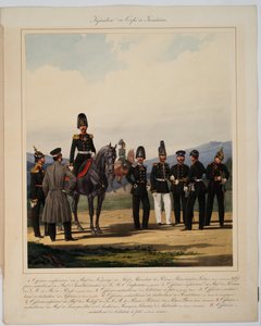 Infanterie du corps de grenadiers - Piechota rosyjskiego cesarskiego korpusu grenadierów - Piratsky, Karl Karlovich (1813-1889) - 1867 - Kolorowa litografia - 56x45 - Kolekcja prywatna
