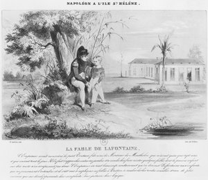 Napoleon I (1769-1821) na wyspie św. Heleny, objaśniający Tristanowi de Montholon Baśnie Jeana de La Fontaine