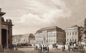 Unter Den Linden, Berlin, ok. 1840 (akwarela) autorstwa Karl Loeillot de Mars