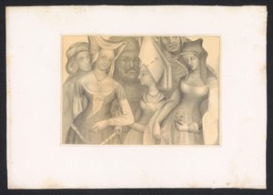 Czterech vrouwen i dwóch mężczyzn Projekty i opracowania XV-wiecznego holenderskiego mistrza. Wiek. Na podstawie oryginałów przechowywanych w Bibliotece Królewskiej w Berlinie (tytuł serii)