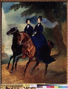 Portret cesarzowej Aleksandry Fodorovnej (1798-1860) z córką (Portret cesarzowej Aleksandry Fiodorovnej z córką) Obraz Karla Pavlovicha Briullova (Bryullov) (1799-1852) - Olej na płótnie autorstwa Karl Pavlovich Bryullov
