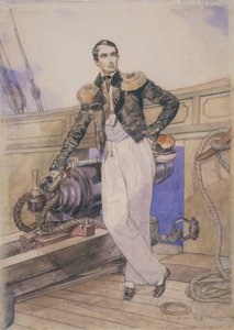 Władimir Aleksiejewicz Korniłow na pokładzie brygu Temistokles, 1835 autorstwa Karl Pavlovich Bryullov