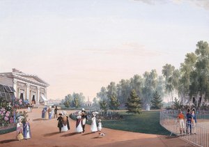 Widok parku w pobliżu Pałacu Yelagin, 1823 autorstwa Karl Petrovich Beggrov