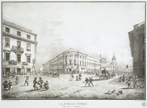 Widok ulicy Sadovaya w Sankt Petersburgu, połowa XIX wieku