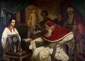 Papież Paweł III 1468-1549 ogląda Portret Lutra Cranacha, 1838-1839. autorstwa Karl Schorn