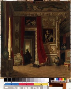 Wnętrze. Obraz Karla Zimmermanna (1796-1820). Olej na płótnie, 83 x 77 cm. XIX-wieczna sztuka niemiecka. Państwowe Muzeum Sztuki im. MK Ciurlionisa w Kownie (Litwa). autorstwa Karl Zimmermann