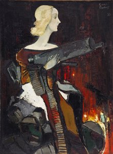 ""Madone de la mitraillette"" (Madonna z karabinem maszynowym) Peinture de Karlis Padegs (1911-1940) - 1932 - Olej na płótnie Dim 134x100 cm Państwowe Muzeum Sztuki Republiki Łotwy, Ryga Lettonie