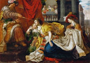 Barok: Estera devant Assuerus - Estera przed Ahaswerus par Van den Hoecke, Gaspar (ok. 1585-po 1648). Olej na płótnie. Muzeum Historii Sztuki, Wiedeń