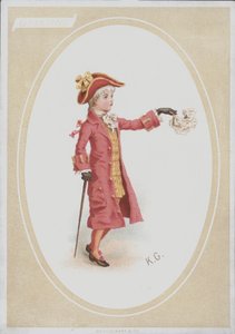 Chłopiec w czerwonym garniturze, machająca chusteczka (kolor litho) autorstwa Kate (after) Greenaway