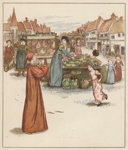 Ilustracja Kate Greenaway do filmu The Pied Piper of Hamelin autorstwa Roberta Browninga (kolor lito) autorstwa Kate (after) Greenaway