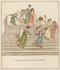 Ilustracja Kate Greenaway do filmu The Pied Piper of Hamelin autorstwa Roberta Browninga (kolor lito)