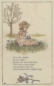 Mała Miss Muffet (kolor lito) autorstwa Kate (after) Greenaway