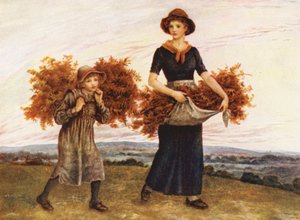 The Bracken Gatherers (kolorowa litografia) autorstwa Kate (after) Greenaway