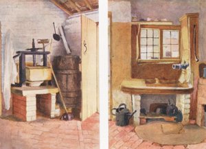 Pompa kuchenna i stara prasa do sera, Rolleston (kolorowa litografia) autorstwa Kate (after) Greenaway