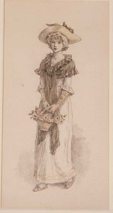 Kosz róż (ołówek, akwarela) autorstwa Kate Greenaway
