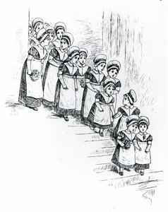 Dzieci charytatywne, ok.1880 (grafika) autorstwa Kate Greenaway