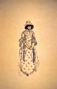 Dziewczyna w czepku i szalu autorstwa Kate Greenaway