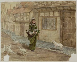 Dziewczyna z jajami i gęsiami autorstwa Kate Greenaway