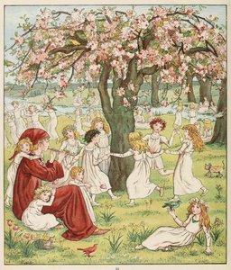 Jak ich dzieci zostały skradzione, z The Pied Piper of Hamelin, wyd. 1888 (kolor lito) autorstwa Kate Greenaway